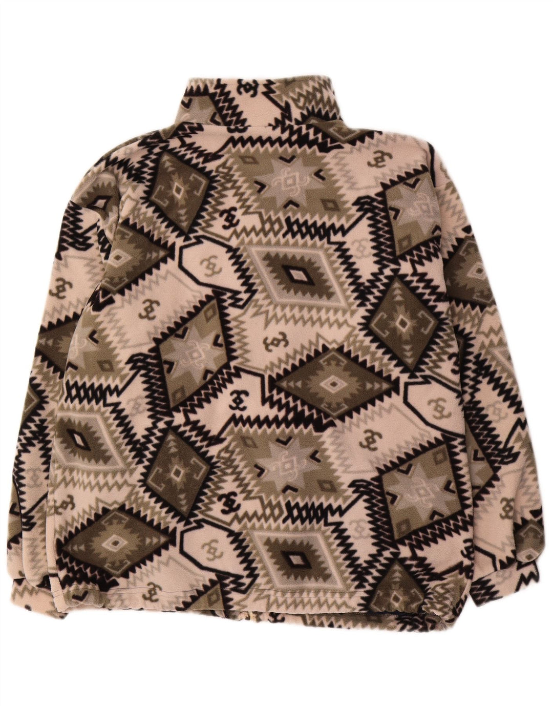 Vintage Herren Fleecejacke UK 38 Mittelgrünes geometrisches Polyester