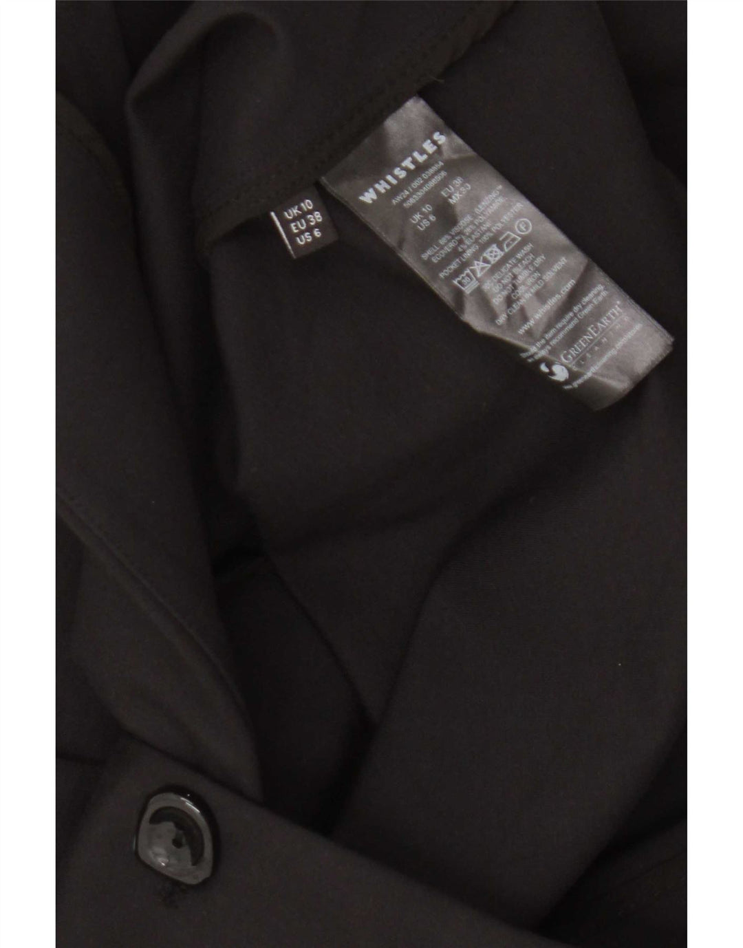 Whistles Damen Crop 3 Button Blazer Jacke UK 10 Small Schwarz Viskose