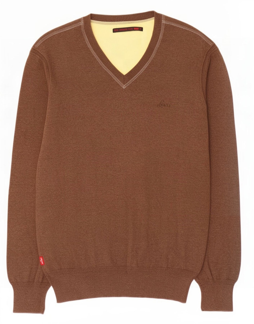Levi's Herren-Pullover mit V-Ausschnitt aus mittelbrauner Baumwolle