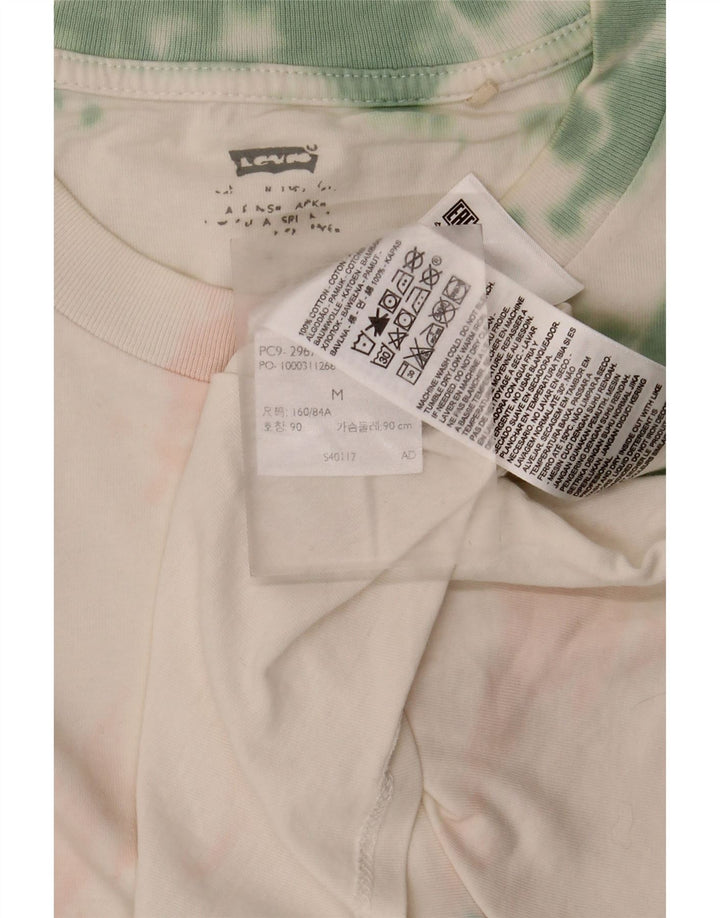 Levi's Damen T-Shirt Top UK 14 Mittelweiße Batik-Baumwolle