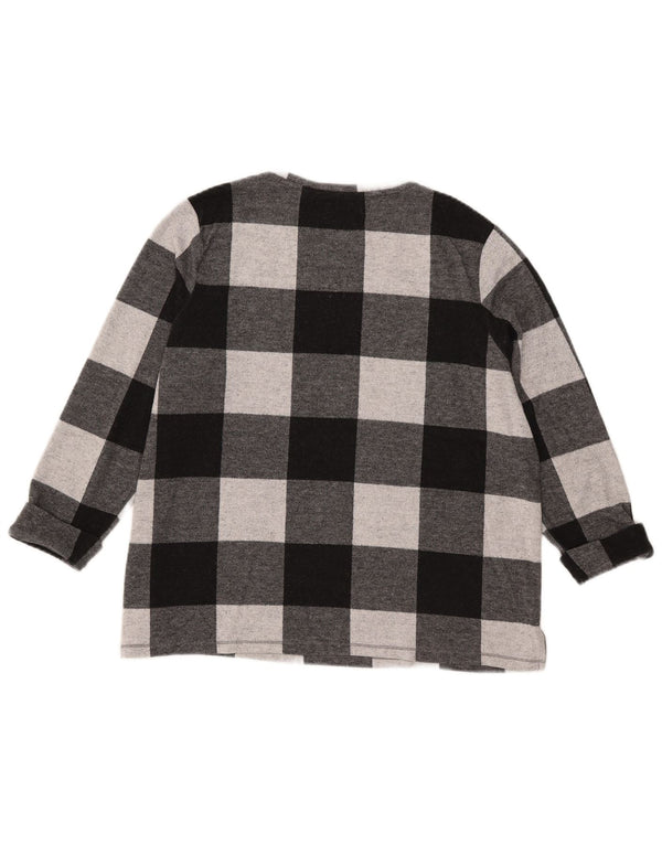 Marks & Spencer Damen-Top, 3/4-Ärmel, UK 18, XL, schwarzes Gingham-Polyester