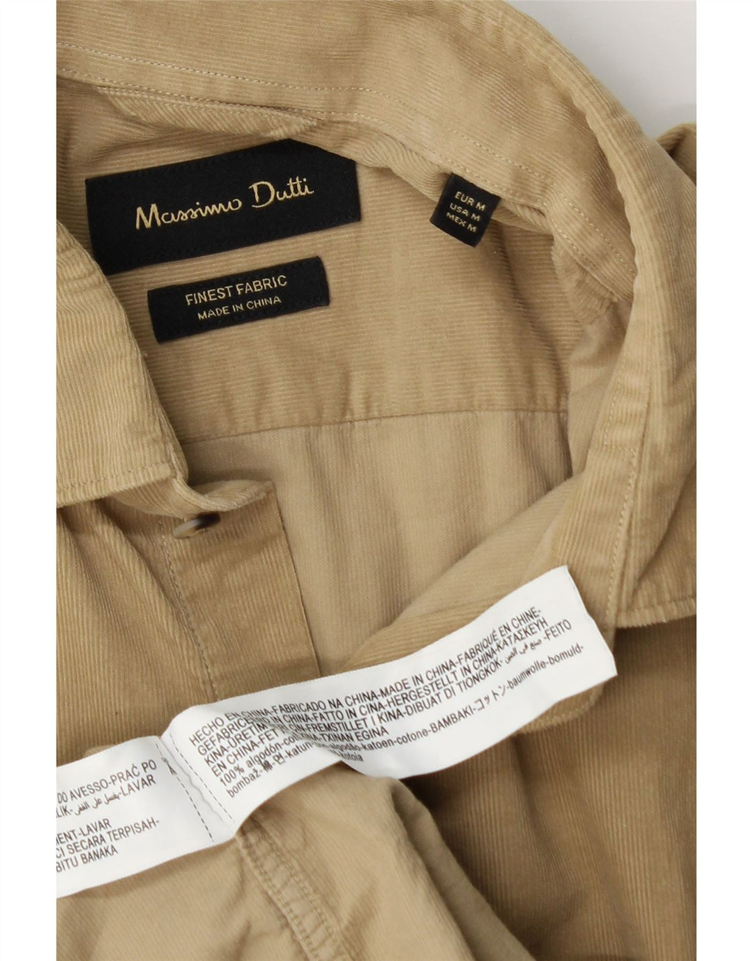 Massimo Dutti Herren Cordhemd Mittelbeige Baumwolle