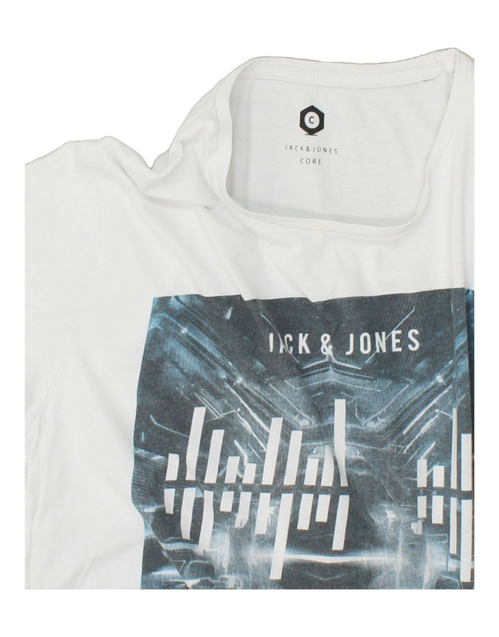 JACK & JONES Mens Graphic T-Shirt Top Medium White | Vintage Jack & Jones | Thrift | Second-Hand Jack & Jones | Used Clothing | Messina Hembry 