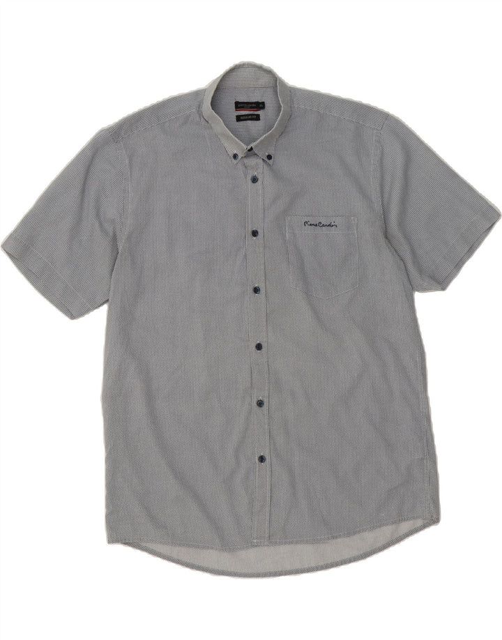 PIERRE CARDIN Mens Regular Fit Short Sleeve Shirt XL Grey Striped Vintage Pierre Cardin and Second-Hand Pierre Cardin from Messina Hembry 