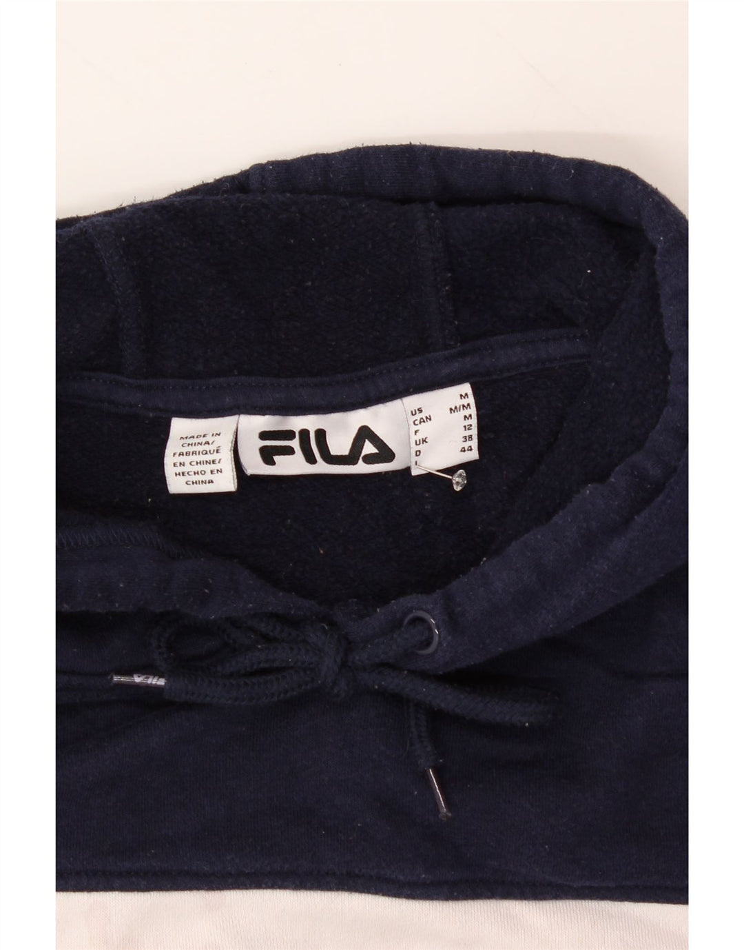 FILA Womens Graphic Hoodie Jumper UK 12 Medium  Multicoloured Colourblock Vintage Fila and Second-Hand Fila from Messina Hembry 