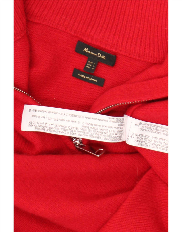 Massimo Dutti Damen-Pullover mit Reißverschluss am Hals, UK 16, große rote Wolle