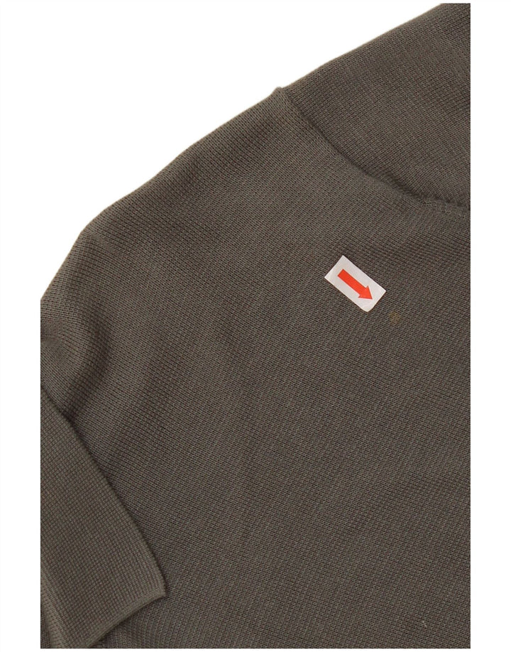 Massimo Dutti Herren Kurzarm-Polo-Pullover aus mittelgrauer Baumwolle