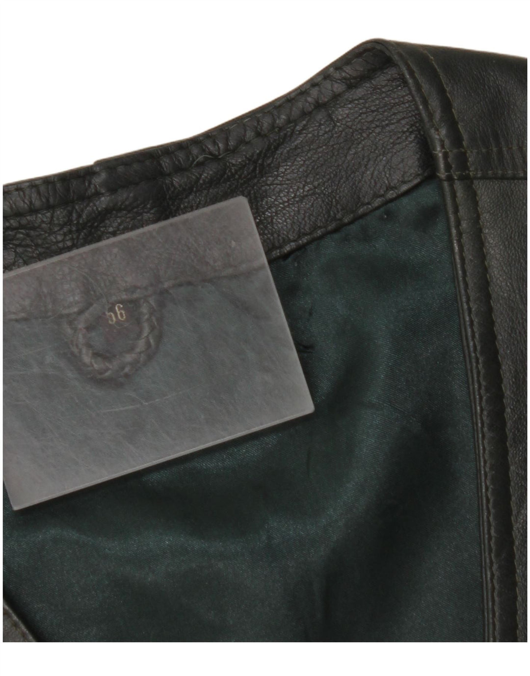 VINTAGE Herren Lederweste IT 56 2XL Khaki Leder