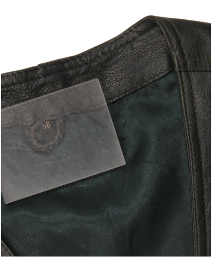 VINTAGE Herren Lederweste IT 56 2XL Khaki Leder