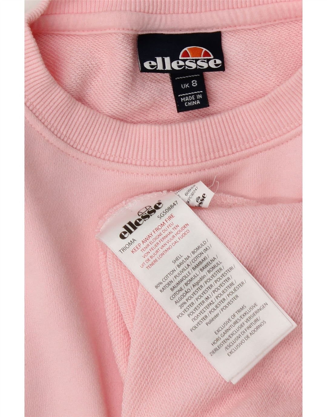 Ellesse Womens Graphic Sweatshirt Pullover UK 8 Small Rosa Baumwolle