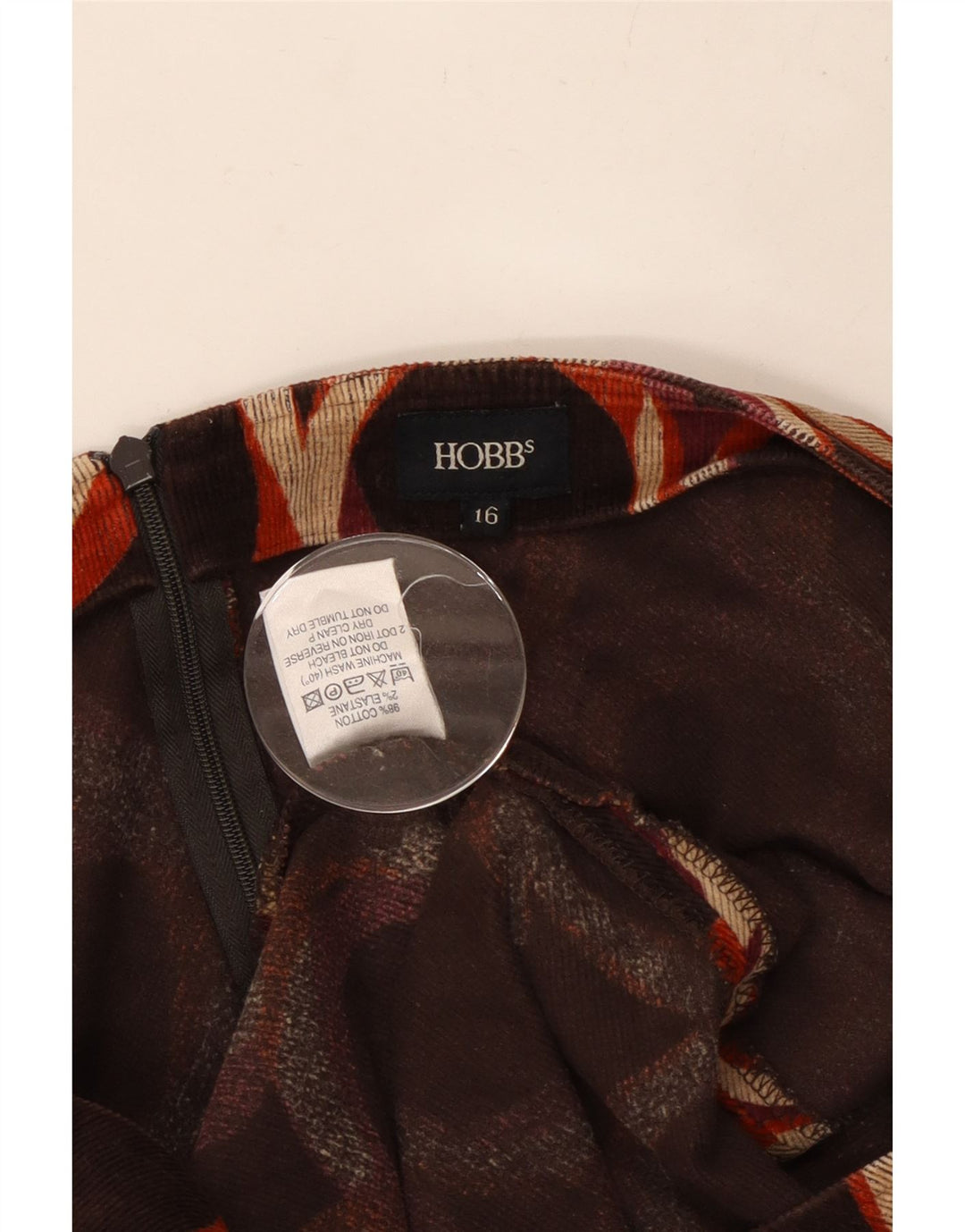 HOBBS Damen A-Linienrock UK 16 Large W34 Mehrfarbig gepunktete Baumwolle