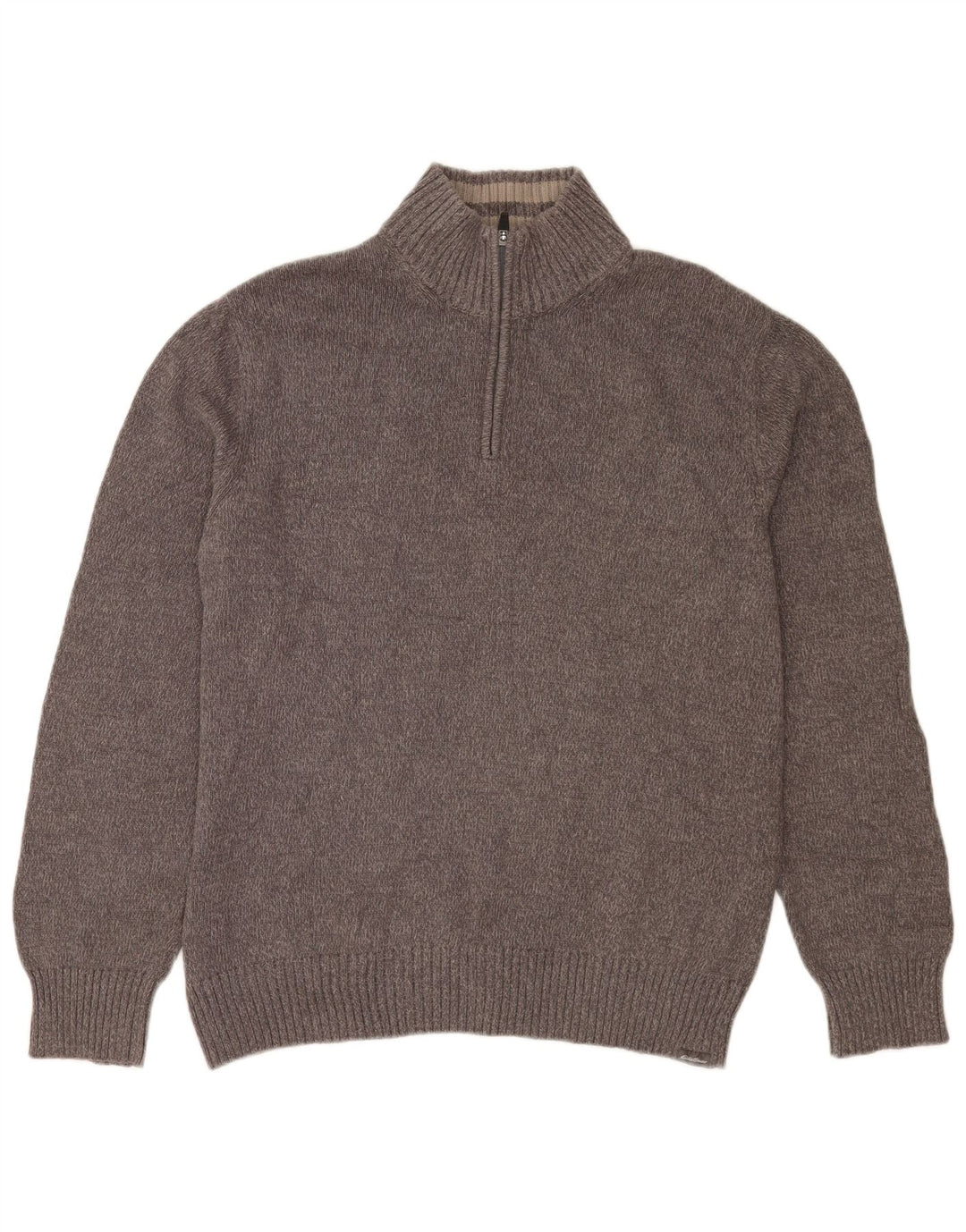 Eddie Bauer Herren-Pullover mit Reißverschluss am Hals, große grau gefleckte Baumwolle