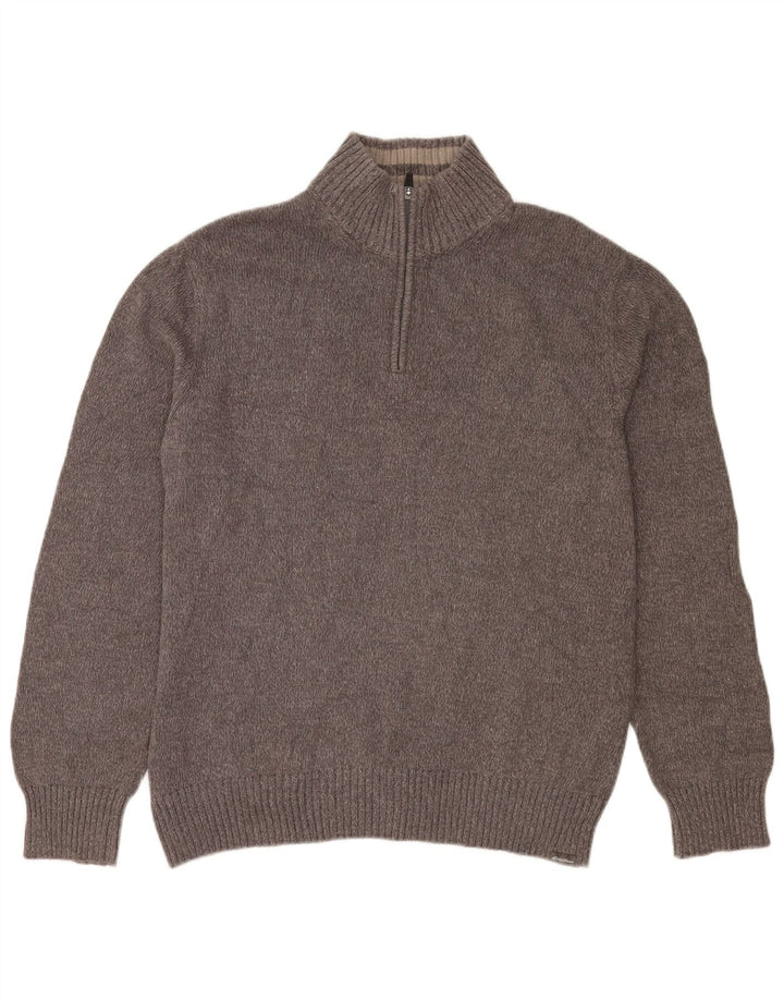 Eddie Bauer Herren-Pullover mit Reißverschluss am Hals, große grau gefleckte Baumwolle