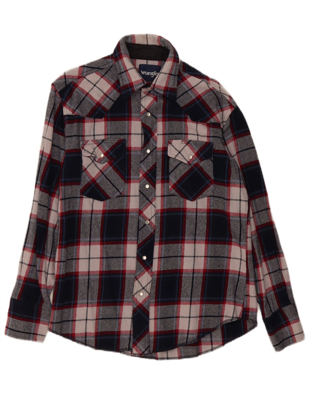 Wrangler Herren-Flanellhemd, mittelblau, kariert, Baumwolle