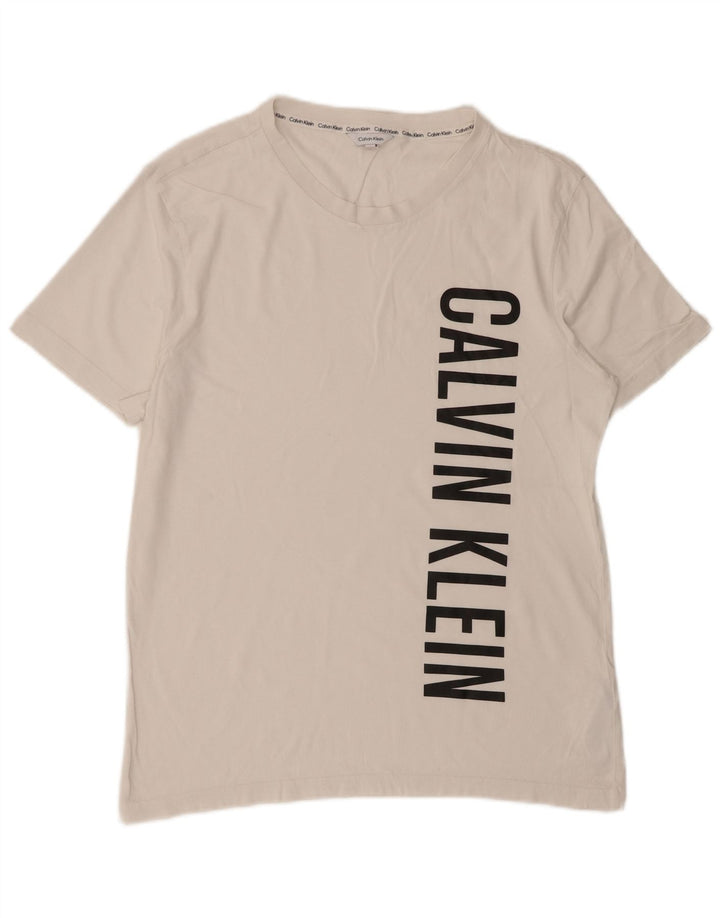 Calvin Klein Herren-T-Shirt mit Grafik, mittelweiße Baumwolle