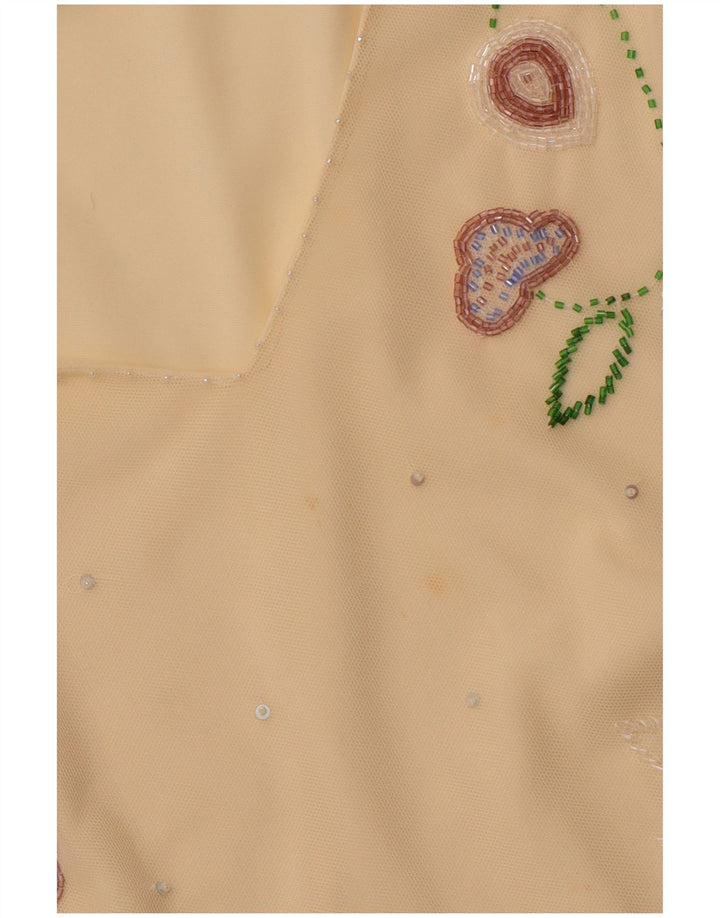 COAST Damen Crop See Through Bluse Top UK 16 Large Gelb Polyester