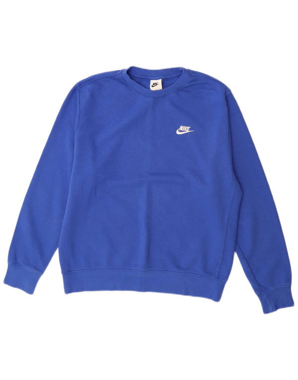 Nike Herren-Sweatshirt-Pullover aus mittelblauer Baumwolle