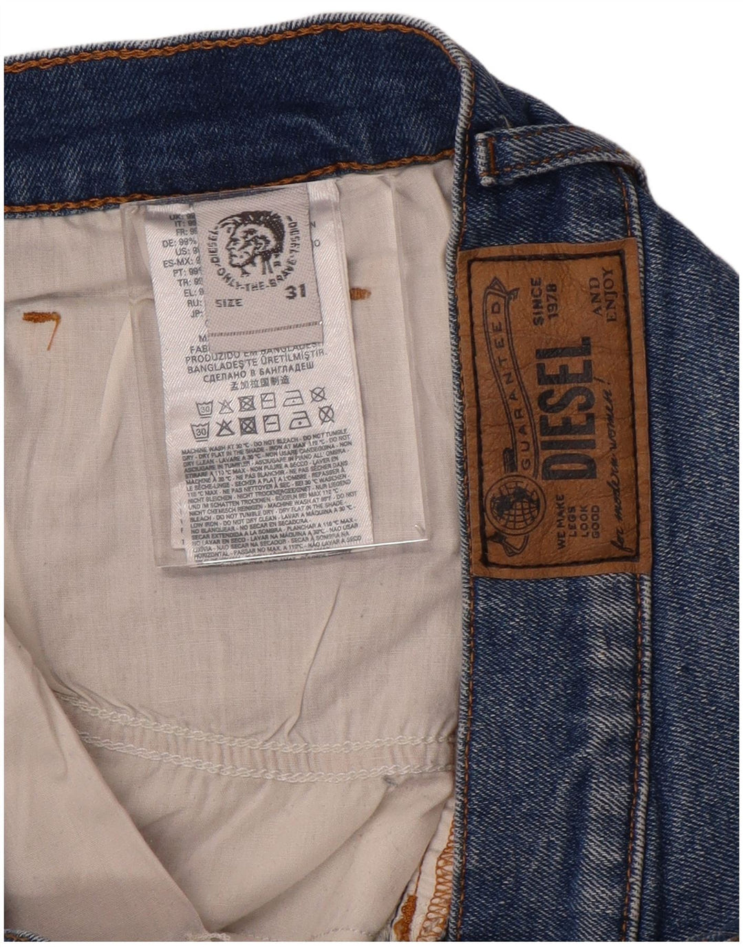 DIESEL Damen-Jeansshorts im Distressed-Look, W31, mittelblaue Baumwolle