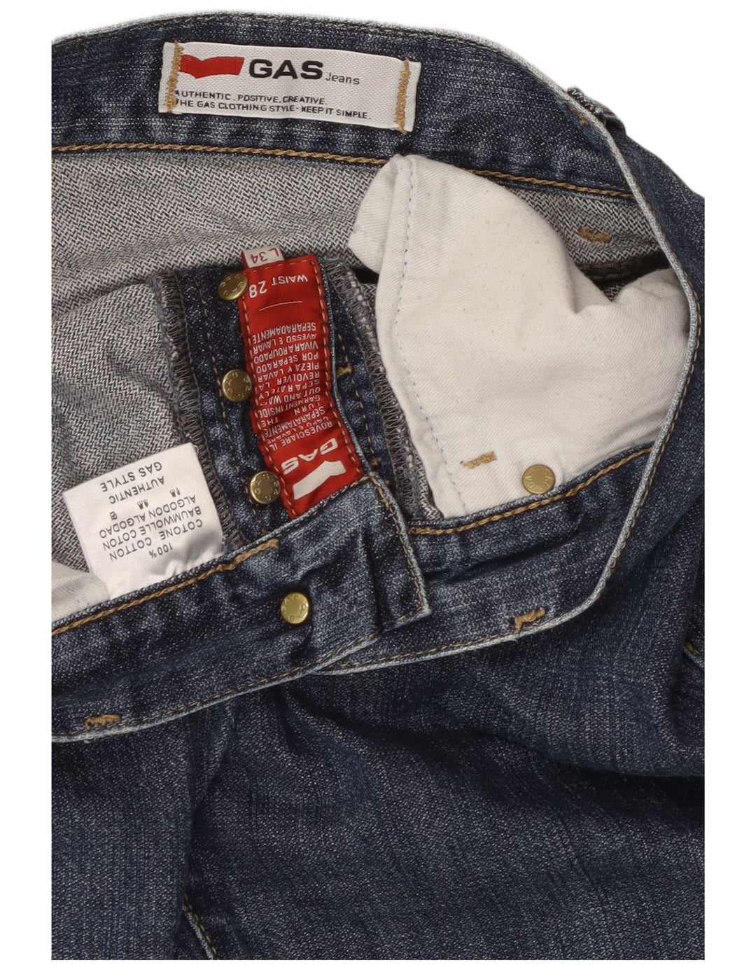 GAS Damen Slim Jeans W28 L34 Blaue Baumwolle