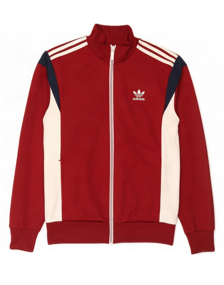 Adidas Herren-Trainingsanzug-Oberteil, mittelgroß, Burgunderrot, Farbblock
