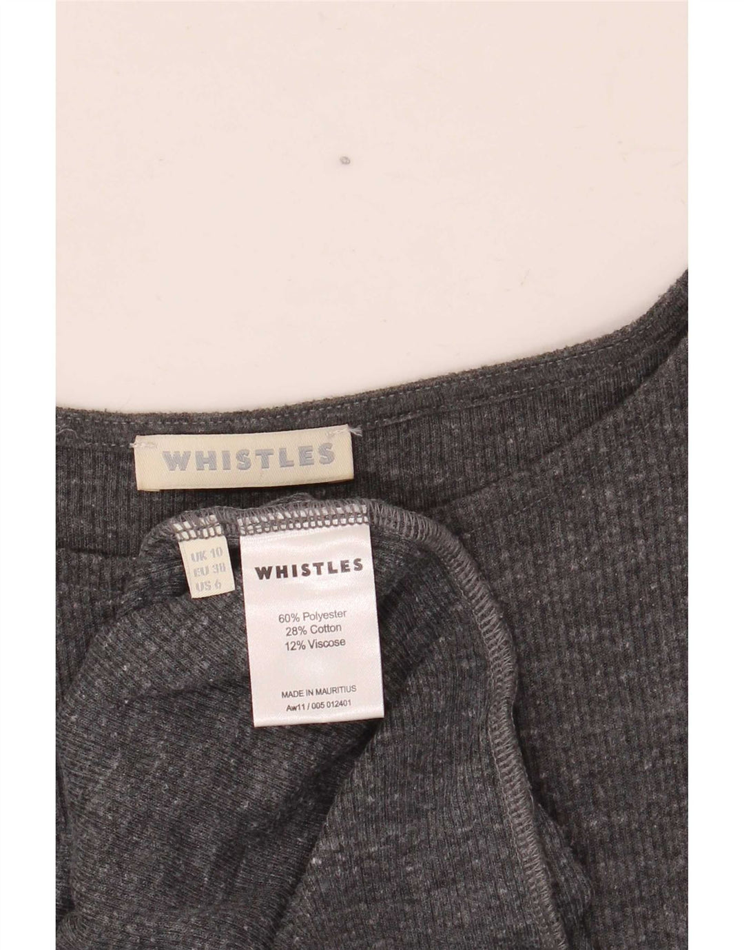 Whistles Langärmliges, figurbetontes Damenkleid UK 10 Small Grau Polyester
