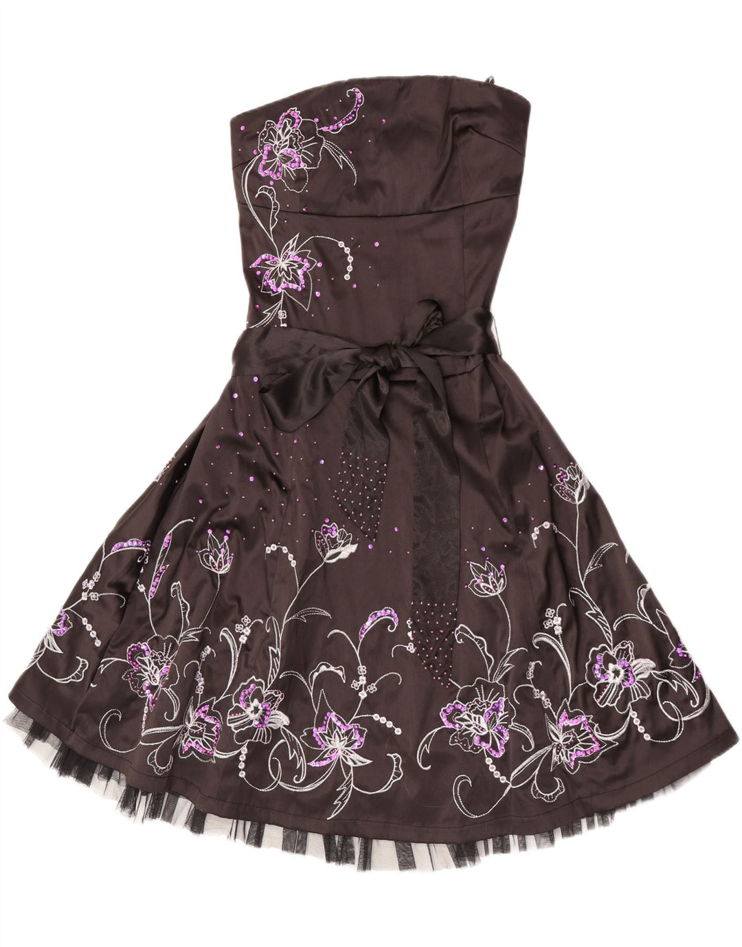 Trägerloses Kleid für Damen von Jane Norman, UK 12, Mittelschwarz, Blumenmuster, Polyester