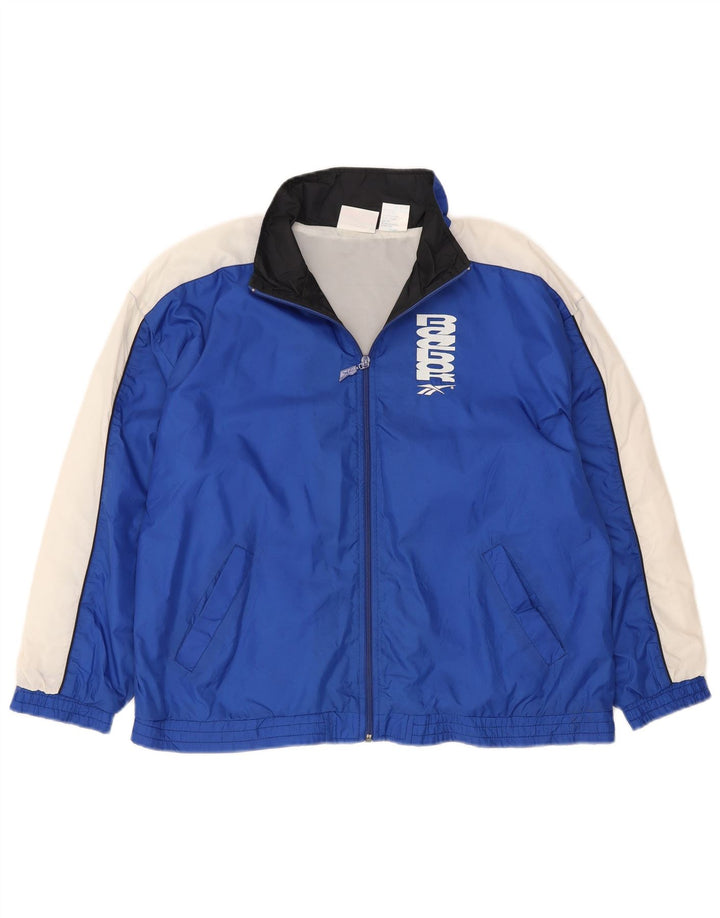 Reebok Womens Graphic Trainingsanzug Top Jacke UK 18 XL Marineblau Nylon