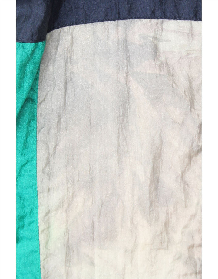 VINTAGE Herren-Trainingsanzug-Top-Jacke, großes marineblaues Colourblock-Polyamid