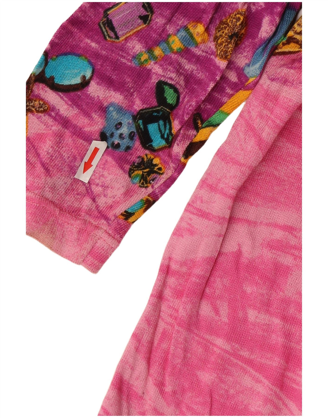 Le Bambole Damen-Strickjacke mit abstraktem Muster, lang geschnitten, Größe 48, XL, Rosa