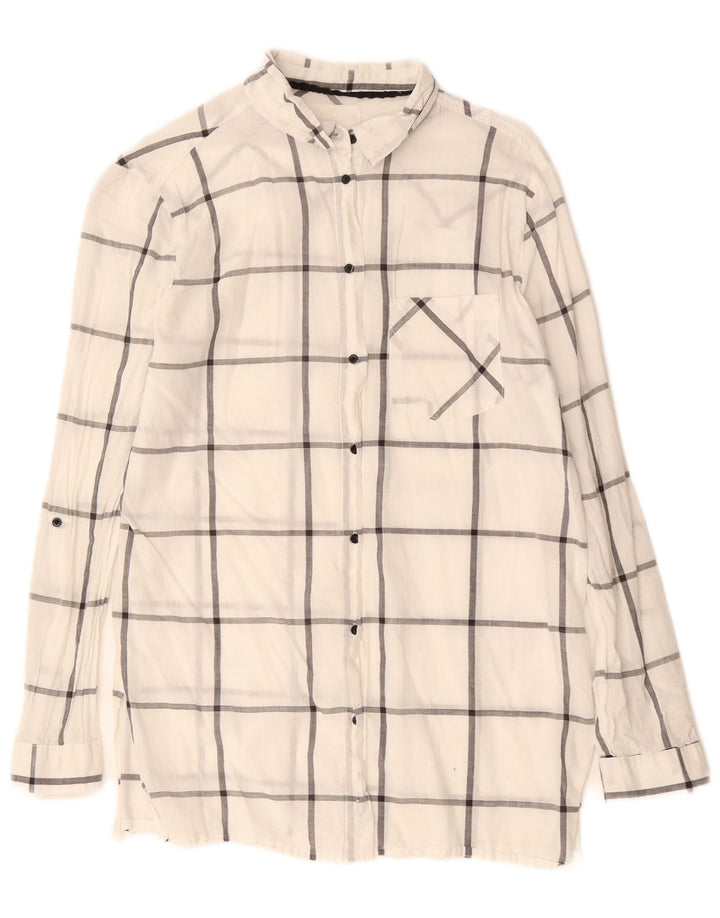 Brugi Damenhemd UK 14 Mittelweiß karierte Baumwolle