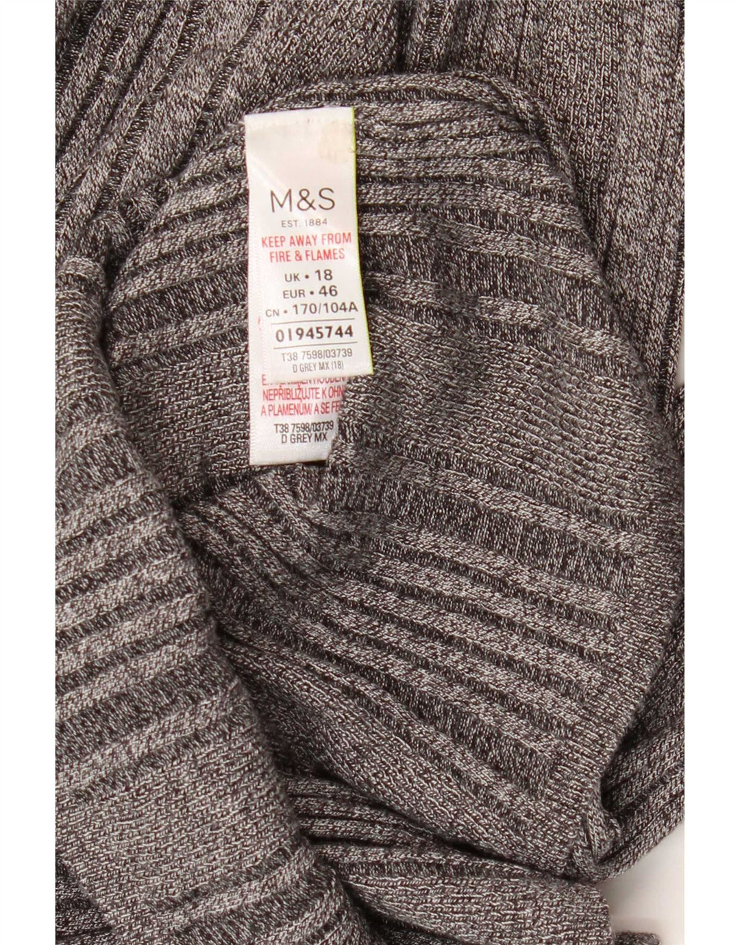 Marks & Spencer Damen Top Langarm UK 18 XL Graue Viskose