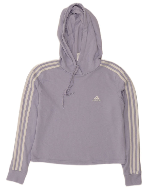 Adidas Damen Crop Hoodie Pullover UK 8/10 Small Lila Baumwolle