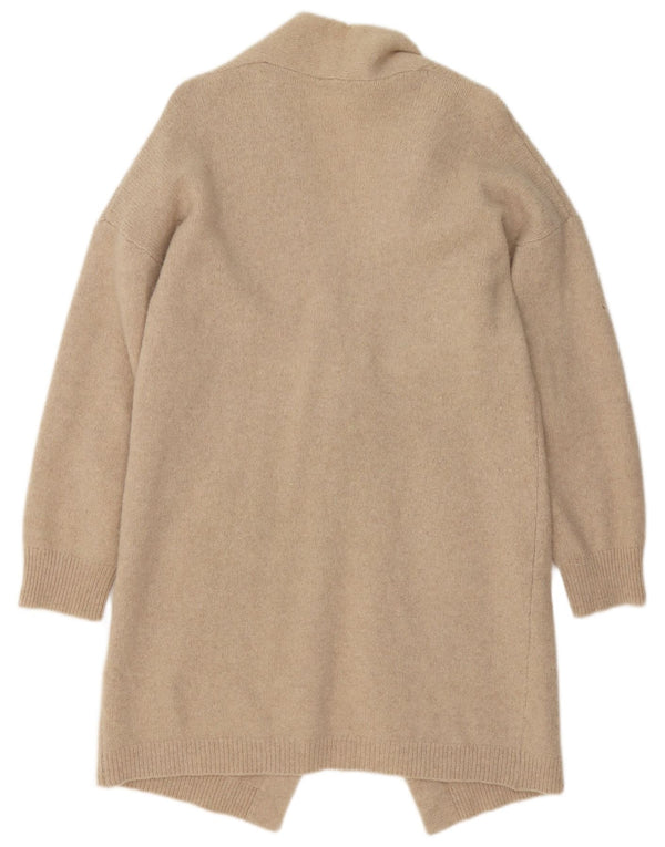 Benetton Damen-Longline-Cardigan-Pullover UK 14 Große beige Wolle