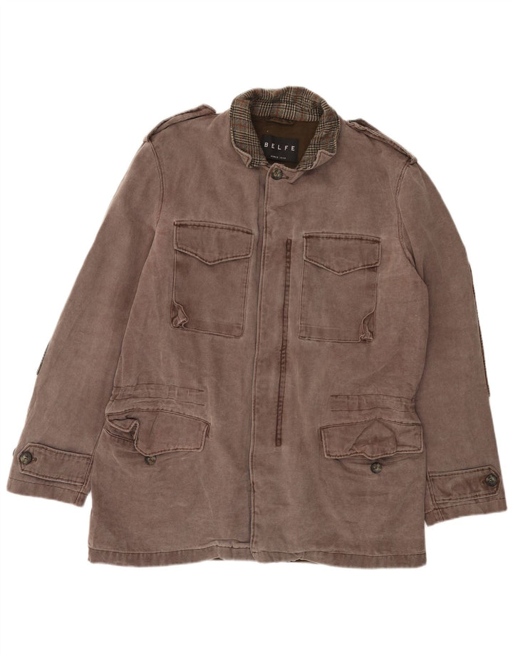 BELFE Herren-Militär-Utility-Jacke IT 42 XL, graue Baumwolle