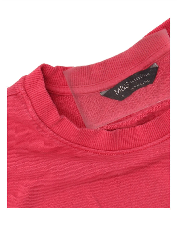 MARKS & SPENCER Womens Sweatshirt Jumper UK 18 XL Pink Cotton Vintage Marks & Spencer and Second-Hand Marks & Spencer from Messina Hembry 