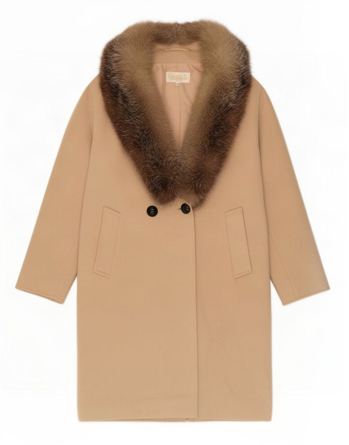 Pierrette B Zweireihiger Damenmantel US 10 Large Beige Wolle