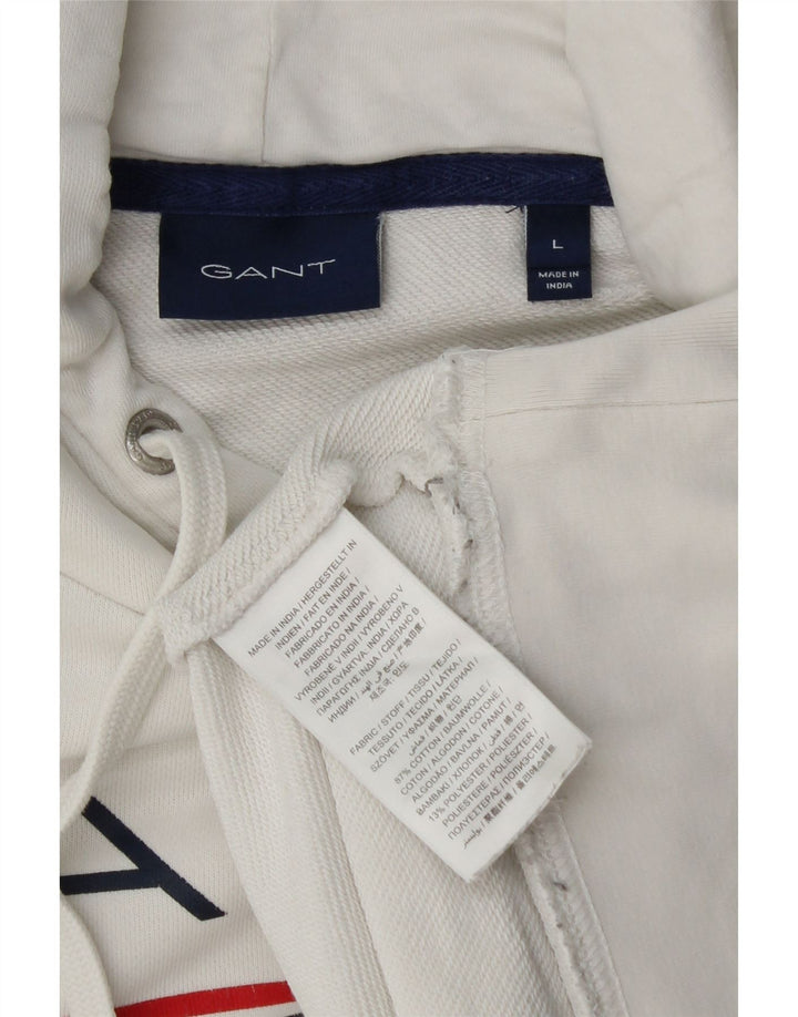 Gant Herren-Kapuzenpullover mit Grafik, groß, aus weißer Baumwolle