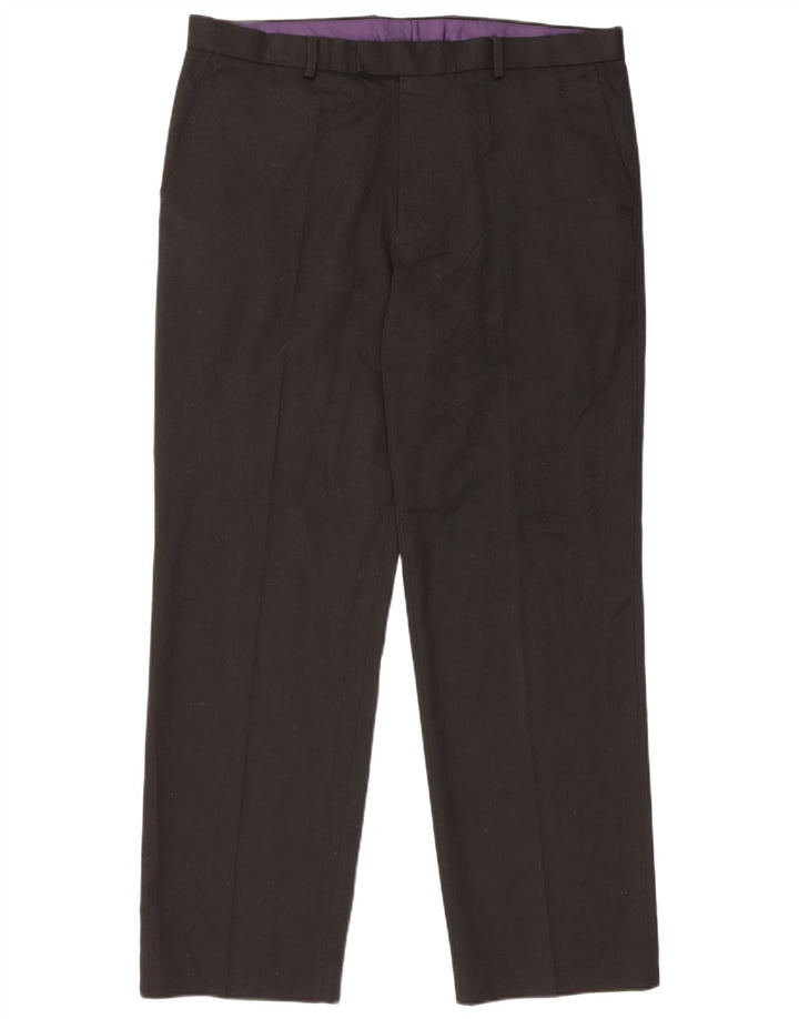Marks & Spencer Herren-Anzughose mit normaler Passform, W38, L31, schwarzes Polyester