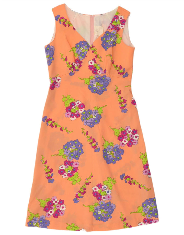 C & A Ärmelloses A-Linien-Kleid für Damen, EU 42, großes orangefarbenes Blumenmuster, Polyester