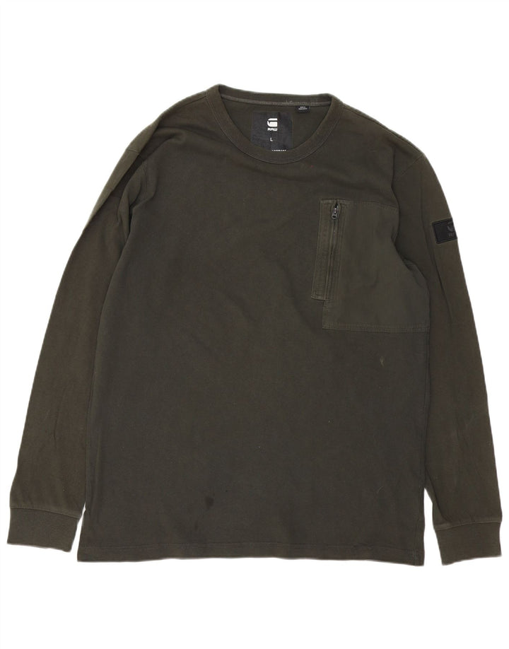 G-Star Herren-Oberteil, langärmelig, groß, Khaki, Baumwolle