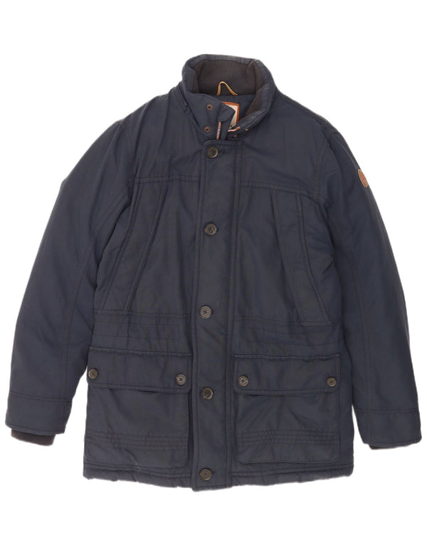 Timberland Herren gepolsterter Mantel UK 40 große marineblaue Baumwolle