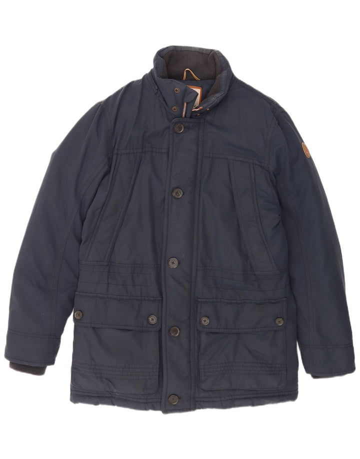 Timberland Herren gepolsterter Mantel UK 40 große marineblaue Baumwolle