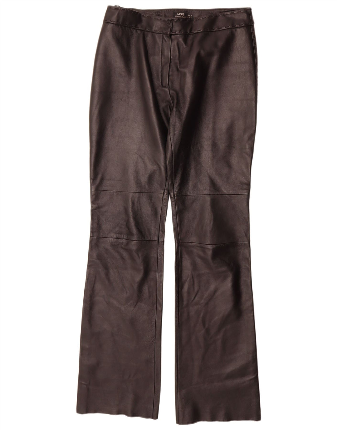 Mango Damen gerade Lederhose IT 42 Medium W30 L35 Schwarz