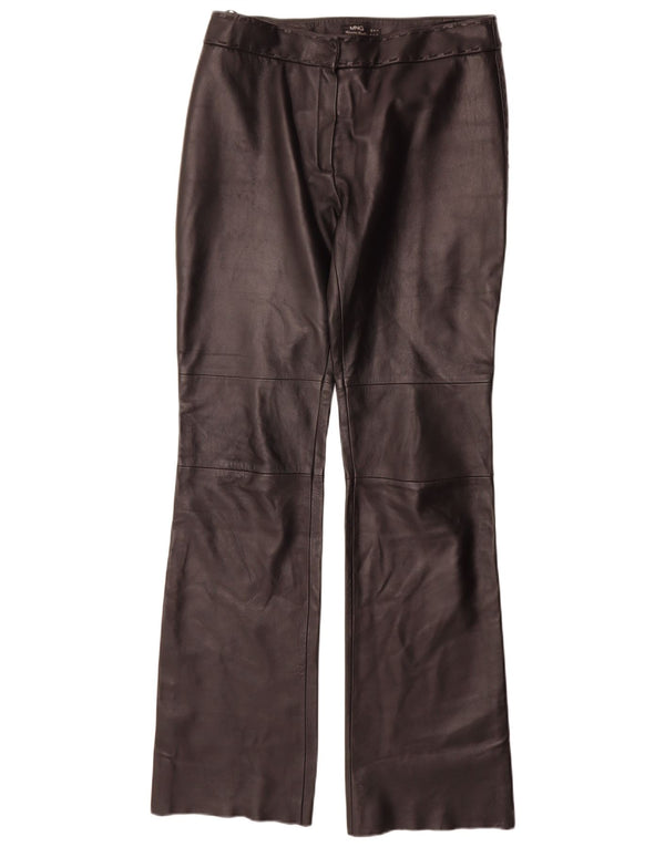 Mango Damen gerade Lederhose IT 42 Medium W30 L35 Schwarz