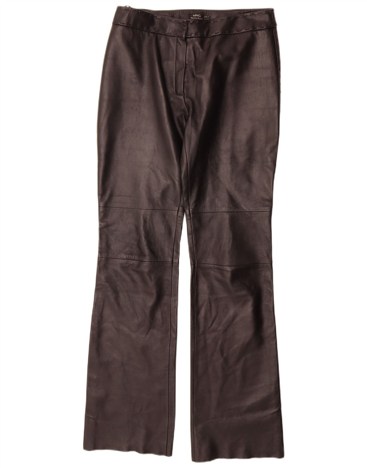 Mango Damen gerade Lederhose IT 42 Medium W30 L35 Schwarz