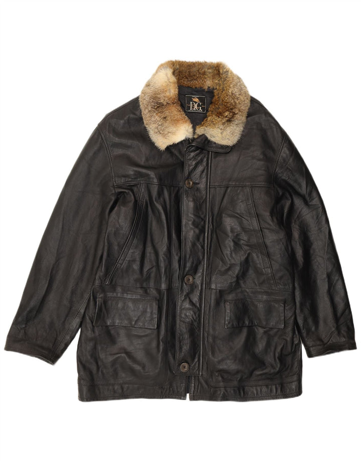 Vintage Herren Lederjacke UK 42 XL Schwarzes Leder