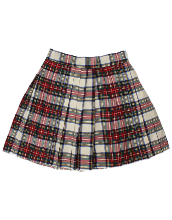 Swish Damen Mini-Faltenrock IT 44 Medium W28 Mehrfarbig karierte Wolle