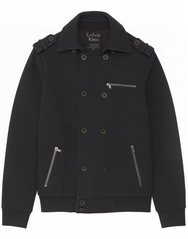 Calvin Klein Herren Zweireihige Militärjacke UK 36 Small Marineblau