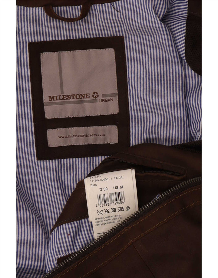 Milestone Herren Lederjacke UK 38 Mittelbraun