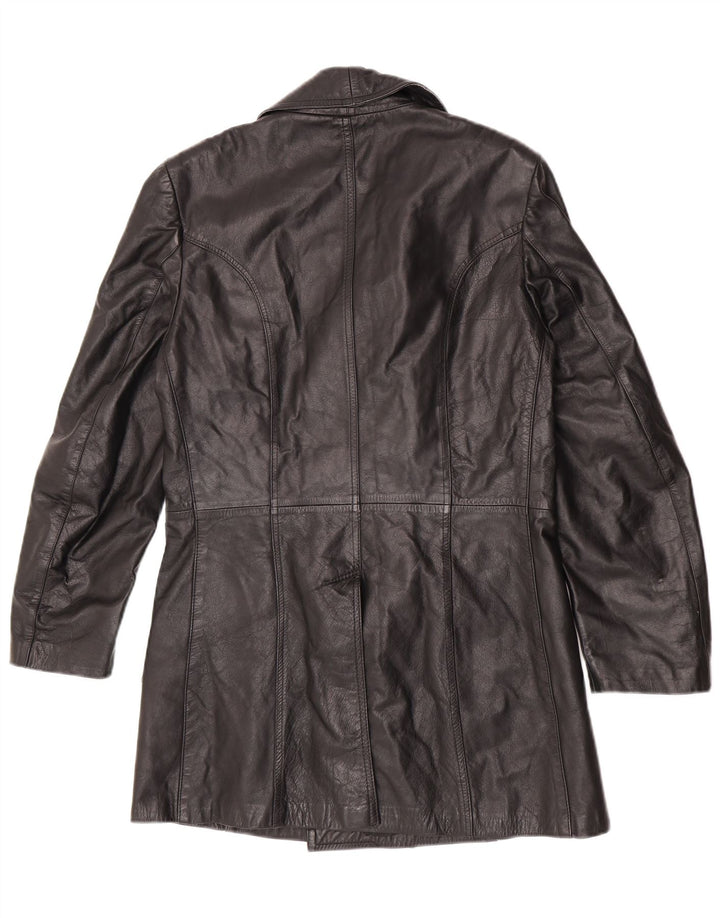 Vintage Herren Leder Pea Coat IT 48 Medium Black Classic